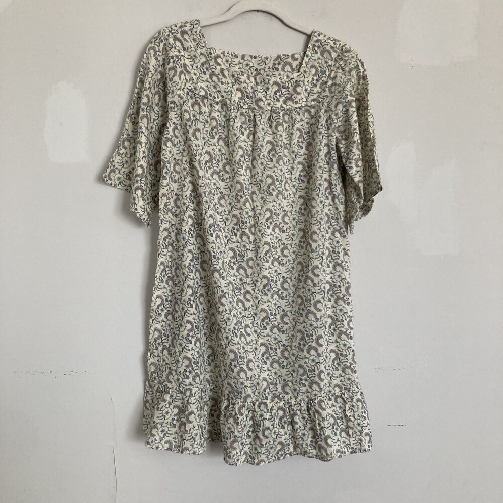 LACAUSA Lightweight Cotton Mini Dress -Sample- SMALL Boho Ruffle Hem Floral